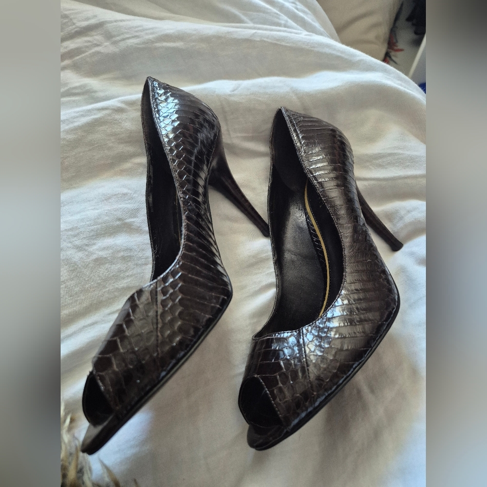 Ralph Lauren Dark Brown Snakeskin Heels